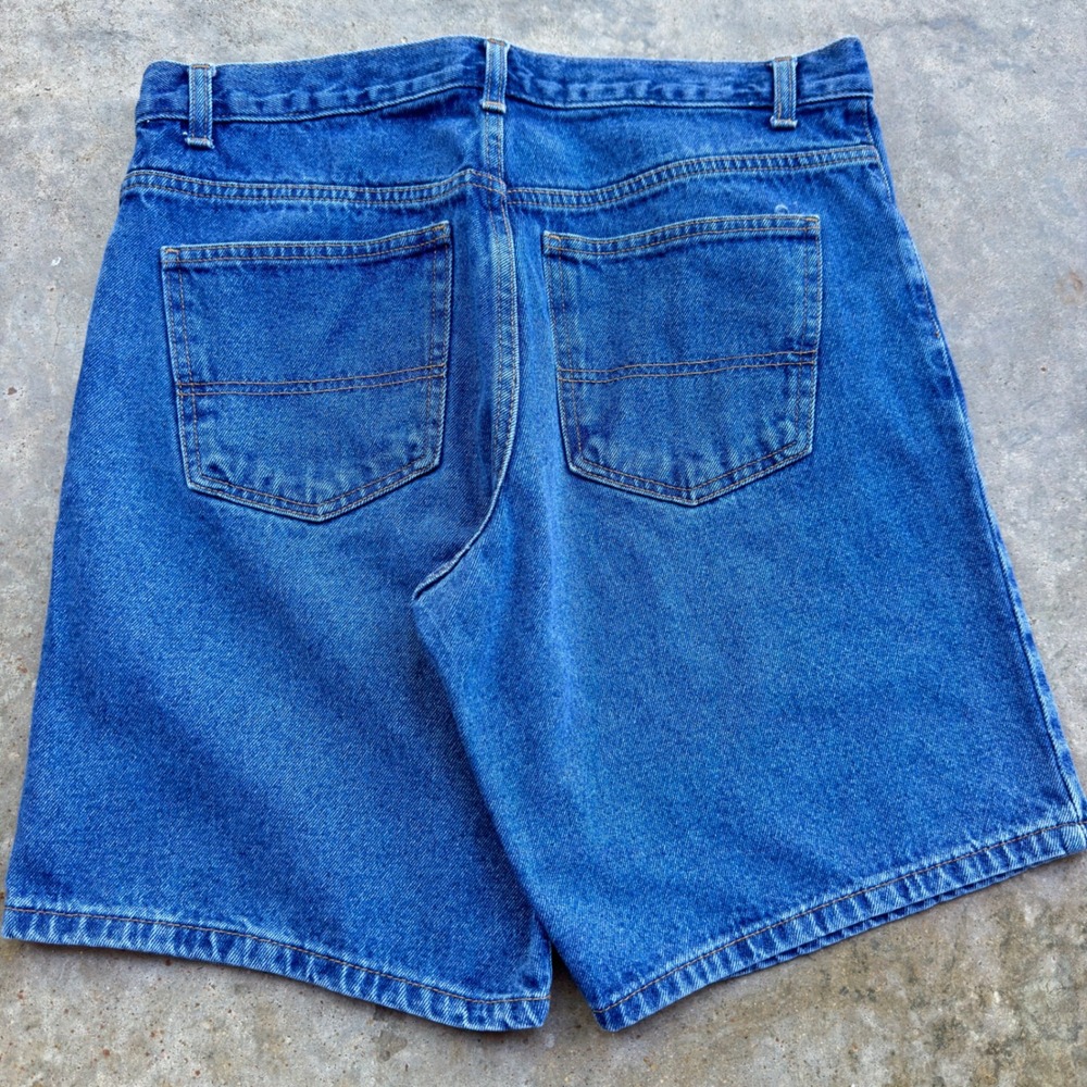 Vintage Y2K Unbranded Baggy Jean Shorts Jorts Wide Leg Workwear Blue 34 (c2)